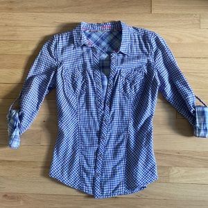 Guess flannel purple/blue form fitting button up
